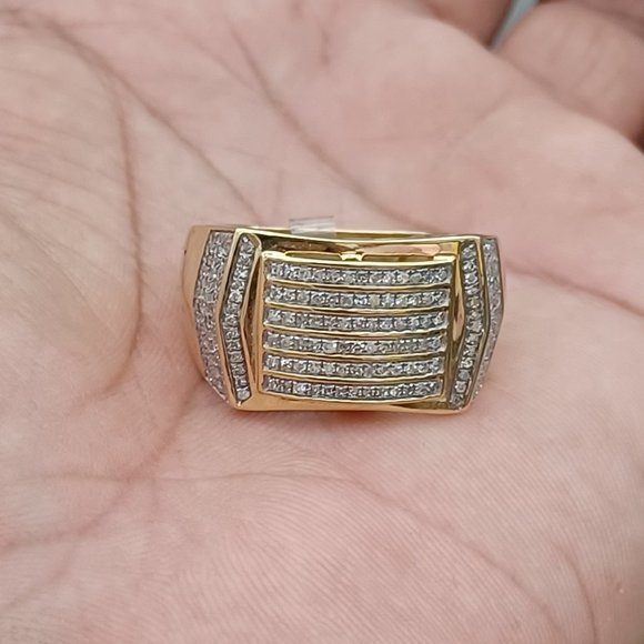 10kt Solid Gold Real Diamond Ring For Men Size 11